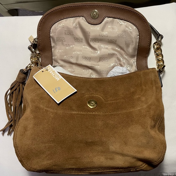 NWT MICHAEL MICHAEL KORS BEDFORD DK CARMEL. MD CONV SHLDR LEATHER - Picture 2 of 10